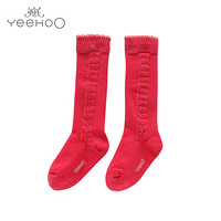 英氏女童袜子儿童棉袜女宝宝高筒袜 红色164730 适合脚长在15cm以内