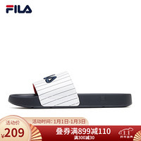 FILA 斐乐官方 DRIFTER STRIPES情侣款男子运动拖鞋2020新品厚底凉拖沙滩鞋 集团白-WT-F52M044602F 43