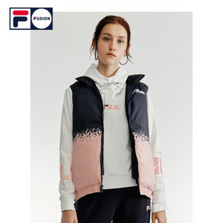 FILA FUSION 斐乐女士羽绒马甲2020冬新款时尚工装外套白鹅绒服 深黑-BK（宽松版型，建议拍小一码） 175/92A/XL