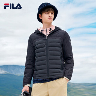 FILA 斐乐官方 男子羽绒服 2020冬季新款时尚保暖短款羽绒外套 正黑色-BK 170/92A/M