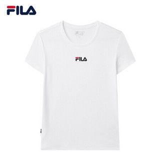 FILA 斐乐官方 女子短袖T恤 2020春季新款简约休闲运动打底衫女 蔡徐坤力荐 标准白-WT 175/92A/XL