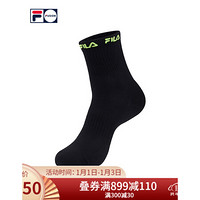 FILA FUSION斐乐男子中腰袜2020秋季新款潮流时尚运动中长袜子 深黑-BK M