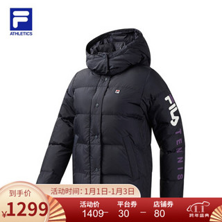 FILA ATHLETICS斐乐女士羽绒服 2020冬季新款连帽短款羽绒外套 RD宝蓝-NV 170/88A/L