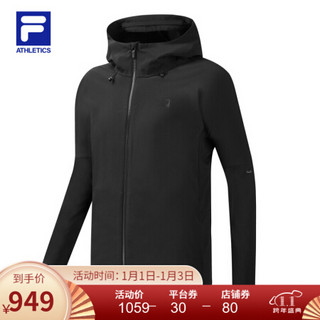 FILA  ATHLETICS 斐乐男士梭织上衣 2020年秋季新款运动连帽外套 深黑-BK 165/88A/S