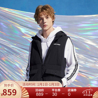 FILA FUSION 斐乐 男子羽绒马甲 2020冬季新款时尚潮流运动上衣 深黑-BK 180/100A/XL