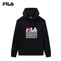 FILA 斐乐官方 男子连帽卫衣2020冬季新款休闲时尚简约图案卫衣男 正黑色-BK 170/92A/M