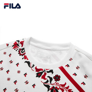 FILA 斐乐官方 女子套头卫衣 2020冬季新款印花满印休闲时尚卫衣女 标准白ZA 175/92A/XL