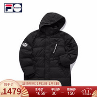 FILA FUSION斐乐中长羽绒服男子2020冬季新款运动羽绒服基础 深黑-BK 175/96A/L