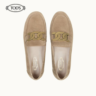 TOD'S 托德斯 2020秋冬 女士绒面小牛皮乐福鞋 平底鞋 礼盒礼品 浅褐色 37