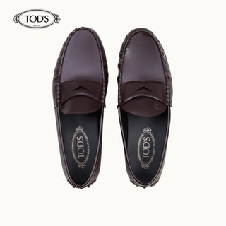 托德斯 TOD'S 2020秋冬 男士牛皮乐福鞋 平底鞋 礼盒礼品 酒红色 40