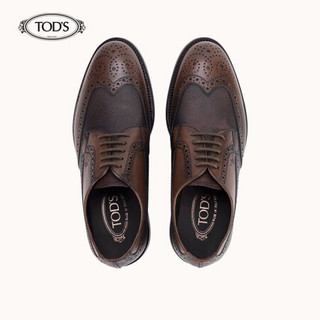 托德斯 TOD'S  男士牛皮系带鞋 礼盒礼品 棕色 45