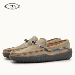 托德斯 TOD'S 2020春夏 男士绒面皮革豆豆鞋 平底鞋  礼盒礼品 棕色 38