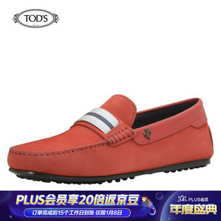 托德斯 TOD'S 2020秋冬 男士托德斯 TOD'S for Ferrari绒面小牛皮豆豆鞋 平底鞋  礼盒礼品 橘红色 39