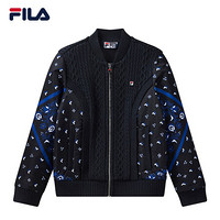 FILA 斐乐官方女士棉服2021春季新款针织拼接运动外套 传奇蓝-ZA 165/84A/M