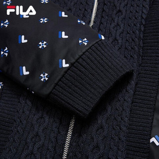 FILA 斐乐官方女士棉服2021春季新款针织拼接运动外套 传奇蓝-ZA 165/84A/M