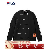 FILA x MIHARA斐乐套头卫衣男子2021春季新款休闲时尚运动套头衫 正黑色-BK 170/92A/M