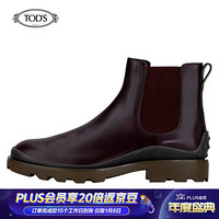 托德斯 TOD'S 2021早春 男士牛皮踝靴 靴子 酒红色 40