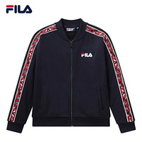 FILA 斐乐官方 女士针织上衣 2021年春新款简约休闲运动外套男 传奇蓝-NV 160/80A/S