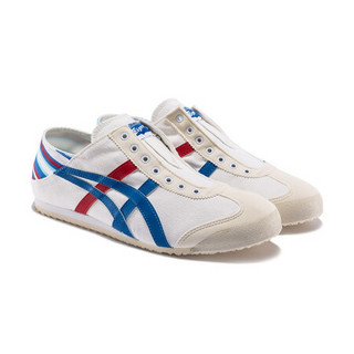 Onitsuka Tiger鬼塚虎小白鞋帆布鞋一脚蹬懒人鞋男女MEXICO 66 PARATY 白色/蓝色 39.5