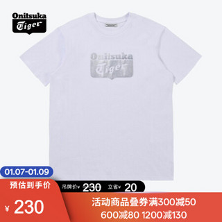 Onitsuka Tiger鬼塚虎圆领印花短袖T恤复古时尚男女2183A247-101 白色 XS