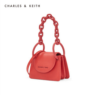 CHARLES＆KEITH2021春季CK6-40781119女士复古链条翻盖迷你零钱单肩包小包 Red红色 XXS