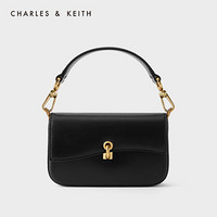 CHARLES＆KEITH2021春季CK2-80270609女士弧形翻盖饰手提单肩包 Black黑色 S