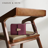 CHARLES＆KEITH2021春季CK2-50160085女士金属扣饰手提单肩包 Burgundy葡萄酒红色 S