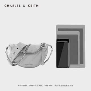 CHARLES＆KEITH2021春季CK2-80151023女士金属圆环饰斜挎包腰包 Grey灰色 S