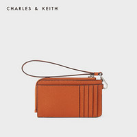 CHARLES＆KEITH2021春季新品CK6-50770461女士时尚压纹零钱包卡包 Orange橙色 XXS