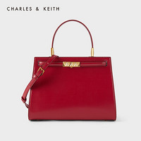 CHARLES＆KEITH2021春季新品CK2-50781406女士金属扣饰手提包婚包 Red红色 M