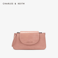 CHARLES＆KEITH长款钱包CK6-10700897金属圆环饰女士翻盖单肩包 粉红色pink XS