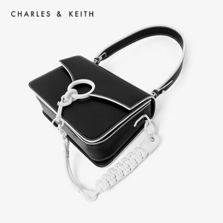 CHARLES＆KEITH2021春季CK2-20701016-1金属圆环饰手提单肩包女包女 Black黑色 M