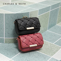 CHARLES＆KEITH2021春季新品CK6-30840221女士编织包面迷你单肩包 Black黑色 XS