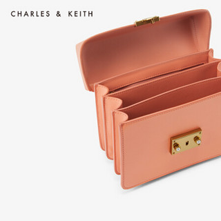 CHARLES＆KEITH2020秋冬CK2-50701039-3女士金属扣饰手提单肩包 Peach桃红色 S