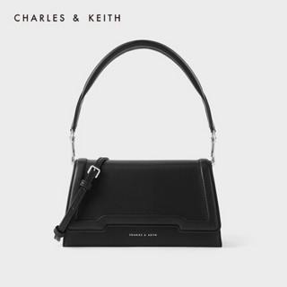 CHARLES＆KEITH2021春季CK2-80781379女士时尚翻盖手提单肩包 Black黑色 S