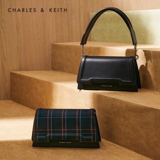 CHARLES＆KEITH2021春季CK2-80781379女士时尚翻盖手提单肩包 Black黑色 S