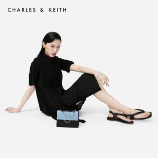 CHARLES＆KEITH2021春季CK2-51190029女士金属扣饰手提单肩包 Denim Blue牛仔蓝色 S