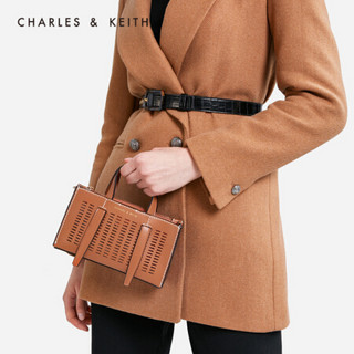 CHARLES＆KEITH2021春季CK2-50270471简约装饰带手提单肩包女 Cognac白兰地色 S