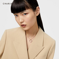 CHARLES＆KEITH2021春季CK5-22120249简约圆环半宝石装饰女士项链 Rose Gold玫瑰金色