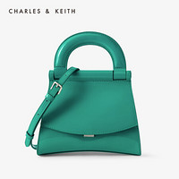 CHARLES＆KEITH2021春季CK2-50671098时尚亮面翻盖手提单肩包女 Teal蓝绿色 S