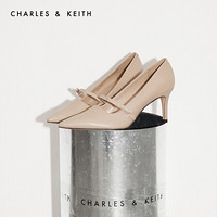 CHARLES＆KEITH2021春季CK1-60361292女士蝴蝶结饰尖头高跟单鞋 Beige米色 38
