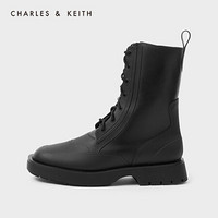 CHARLES＆KEITH2021春季CK1-90380116女士英伦风系带马丁靴 Black黑色 38