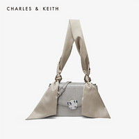 CHARLES＆KEITH2021春季CK2-20781155-1女士休闲金属扣饰翻盖单肩包女 Light Grey浅灰色 M