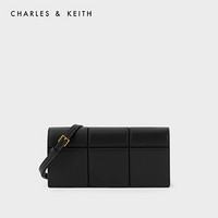 CHARLES＆KEITH2021春季新品CK6-10840223女士格纹包面斜挎包钱包 Black黑色 XS