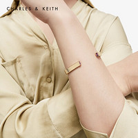 CHARLES＆KEITH2021春季CK5-12120247金属半宝石装饰女士时尚手镯 Gold金色