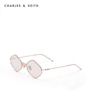 CHARLES＆KEITH配饰饰品女CK3-81280393金属细边框女士时尚太阳眼镜 粉红色PINK