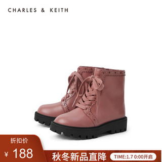 CHARLES＆KEITH2021春季CK9-91700024金属铆钉装饰儿童短靴 粉红色Pink 28