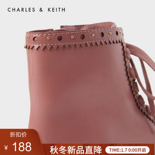 CHARLES＆KEITH2021春季CK9-91700024金属铆钉装饰儿童短靴 粉红色Pink 28