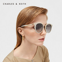 CharlesKeith秋季新品CK3-91280228-1复古圆形粗框女士太阳眼镜 Cream奶白色