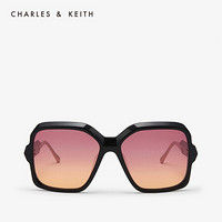 CHARLES＆KEITH2021春季CK3-51280399女士欧美时尚摩登方形太阳眼镜女 Black黑色